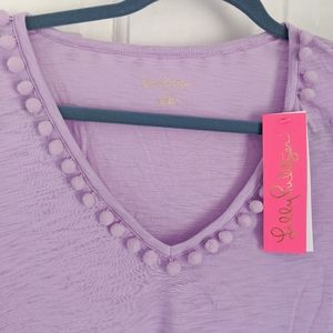 NWT Lilly Pulitzer Etta top Lilac Freesia! Pom-pom